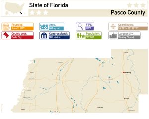 Detailed infographic and map of Pasco County in Florida USA. Detailed infographic and map of Pasco County in Florida USA.